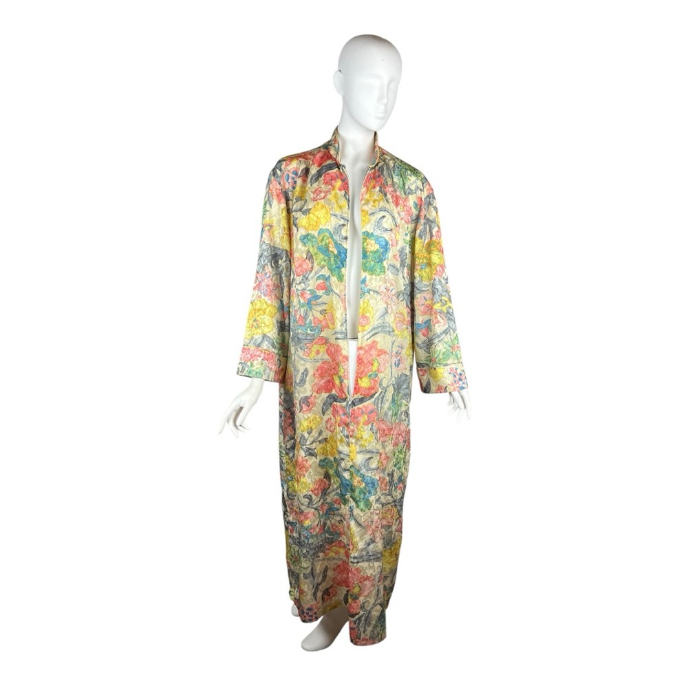 Mary McFadden LARGE Long Caftan Mumu House Dress Abstract Floral Kaftan Vintage - Picture 4 of 8